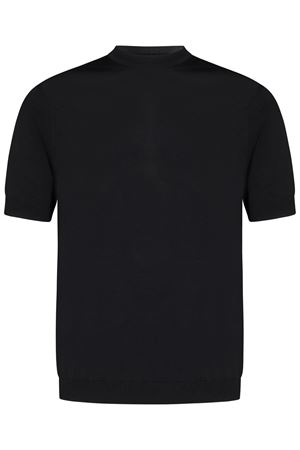 T-shirt girocollo in maglia crêpe lux nero LOW BRAND | L1MSS256717D001